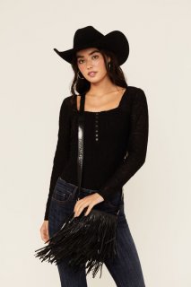 Promotion Idyllwind Women's Camarillo Metallic Fringe Suede Crossbody Bag | Black