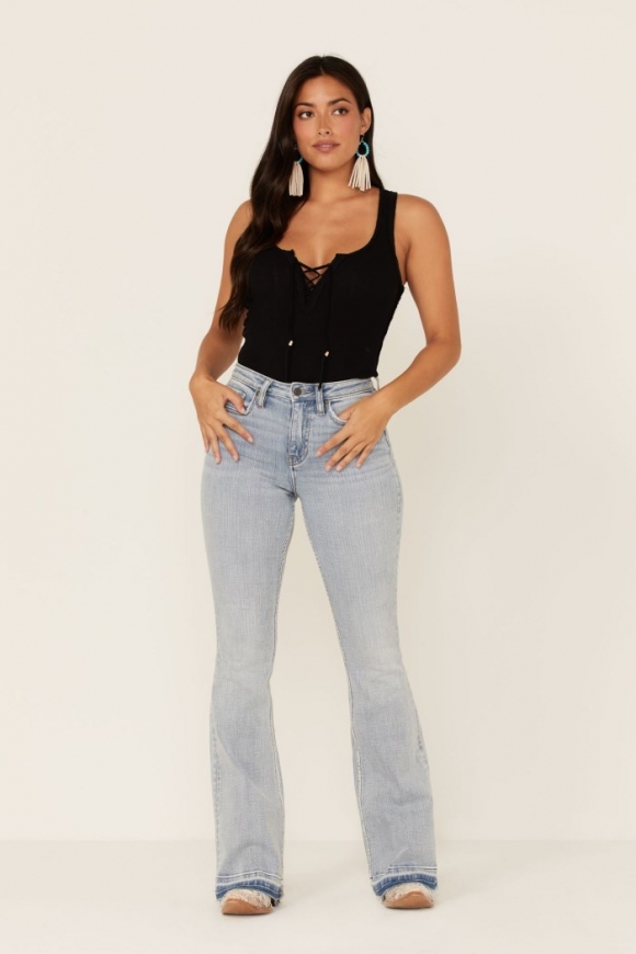 Promotion Idyllwind Women's Light Wash Mustang High Risin Released Hem Flare Jeans | Light Blue Promotion Idyllwind Women's Light Wash Mustang High Risin Released Hem Flare Jeans | Light Blue