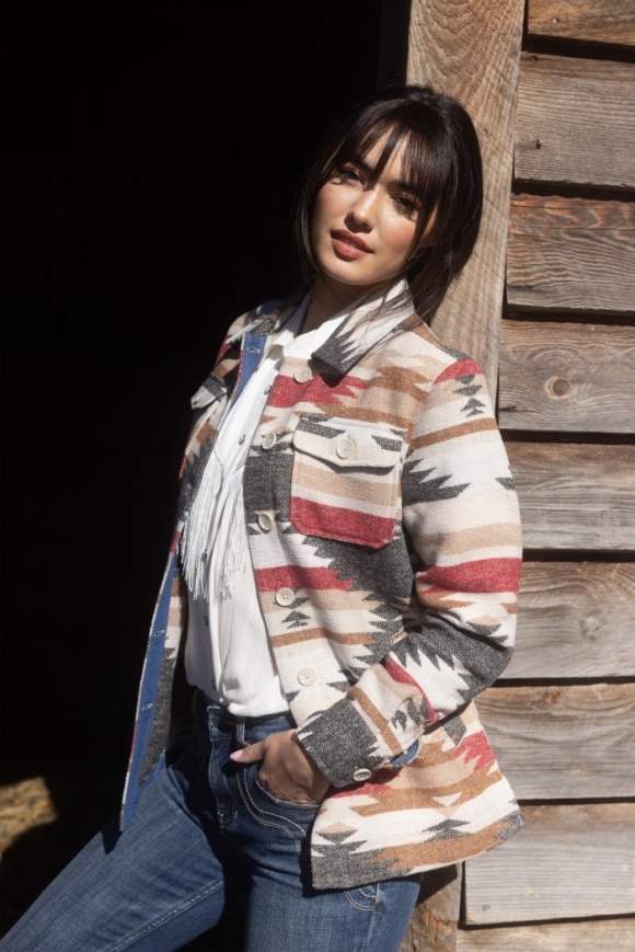 Promotion Idyllwind Women's Roadhouse Southwestern Print Button-Down Shacket | Ivory Promotion Idyllwind Women's Roadhouse Southwestern Print Button-Down Shacket | Ivory