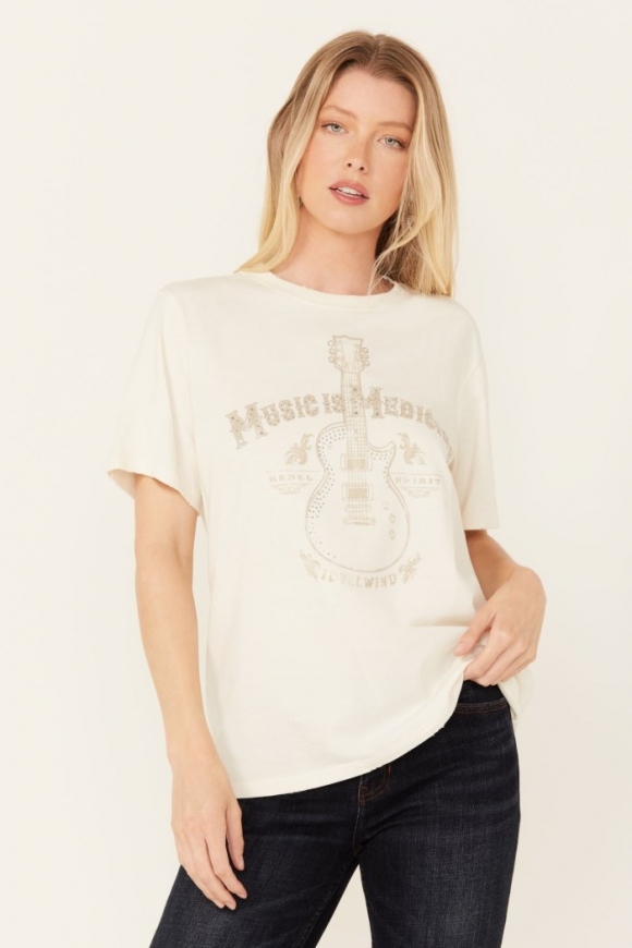 Promotion Idyllwind Women's Rollingwood Guitar Graphic Short Sleeve Tee | Ivory