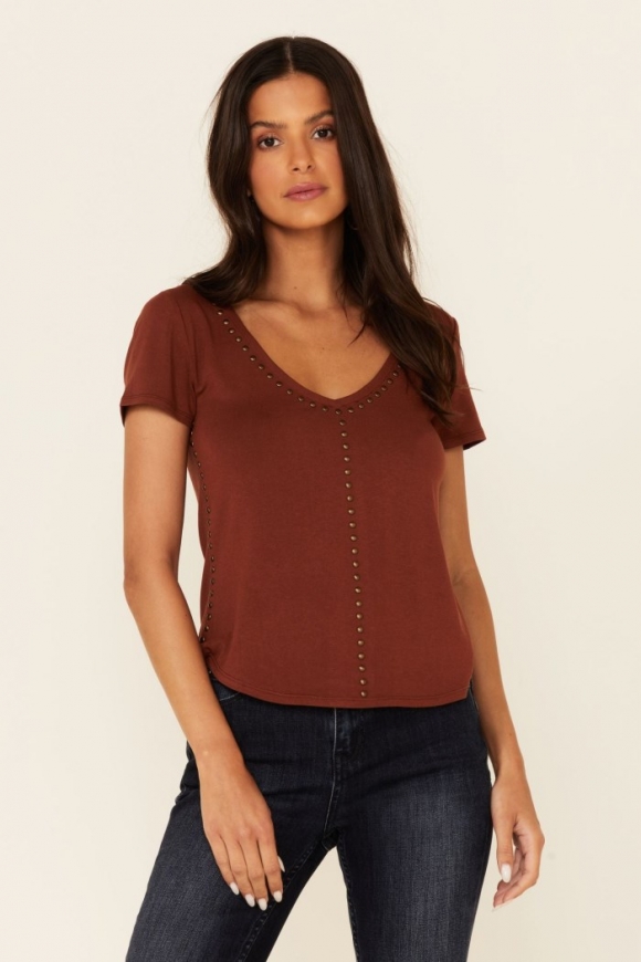 Promotion Idyllwind Women's Honky Tonk Studded Top | Rust Copper Promotion Idyllwind Women's Honky Tonk Studded Top | Rust Copper