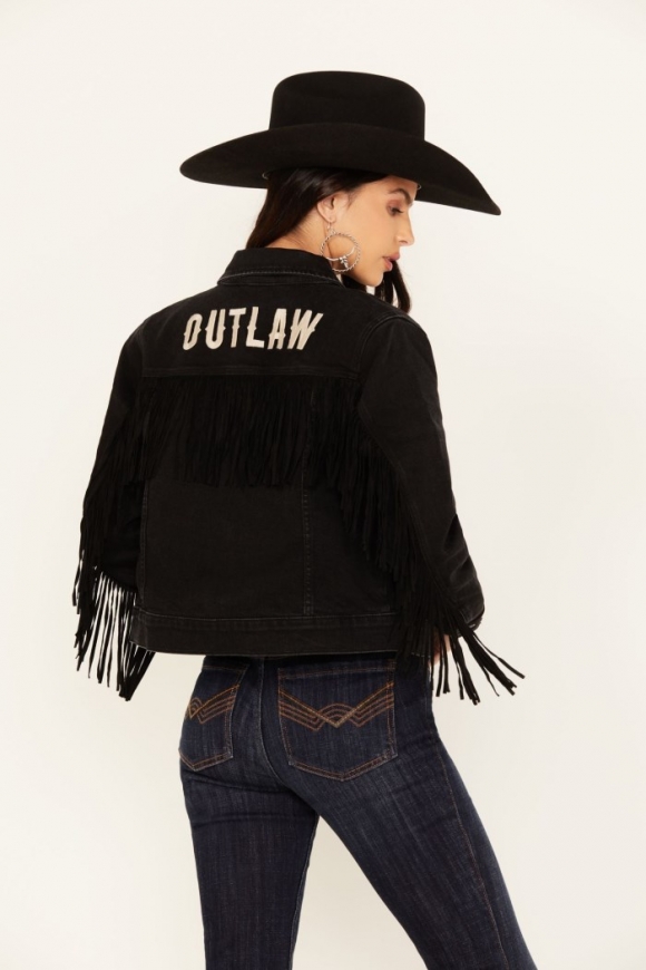 Promotion Idyllwind Women's Outlaw Fringe Denim Trucker Jacket | Black Promotion Idyllwind Women's Outlaw Fringe Denim Trucker Jacket | Black