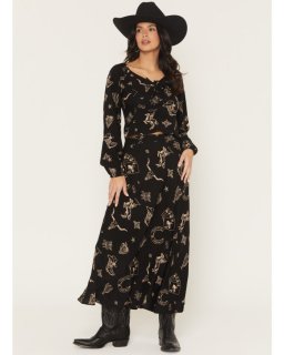 Promotion Idyllwind Women's Lutie Conversational Print Midi Skirt | Black Promotion Idyllwind Women's Lutie Conversational Print Midi Skirt | Black