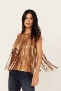 Promotion Idyllwind Women's Prescott Foiled Faux Suede Fringe Tank | Brown