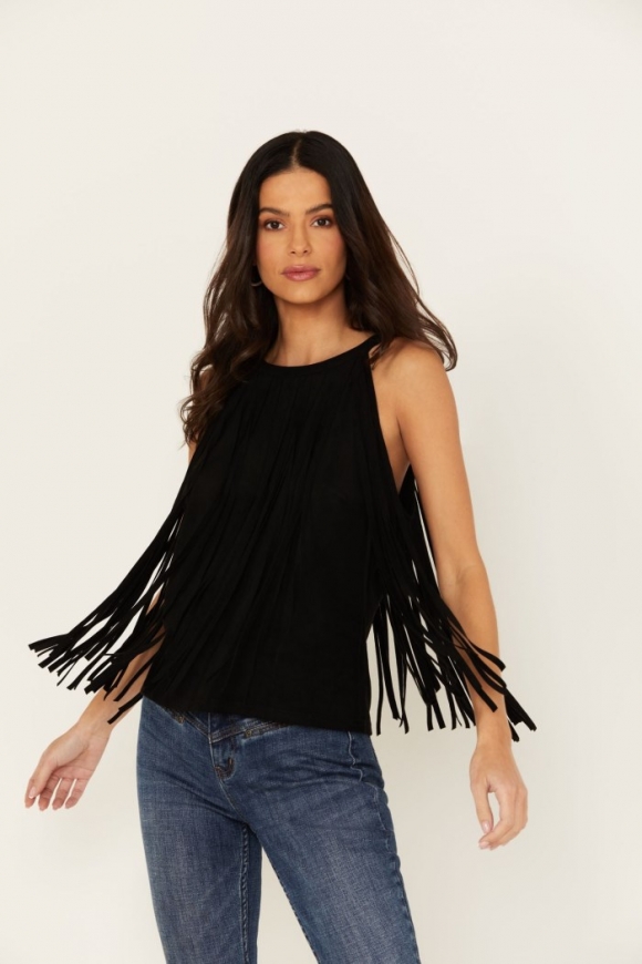 Promotion Idyllwind Women's Madie Faux Suede Fringe Tank | Black Promotion Idyllwind Women's Madie Faux Suede Fringe Tank | Black