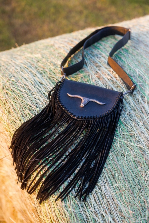 Promotion Idyllwind Women's Esperanza Longhorn Leather Fringe Crossbody Bag | Black