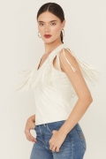 Promotion Idyllwind Women's Lady Luck Fringe Faux Suede Top | Ivory