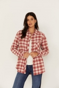 Promotion Idyllwind Women's Plaid Print Roby Flannel Top | Brandy Brown