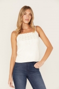 Promotion Idyllwind Women's Studded Faux Suede Date Night Tank Top | Ivory