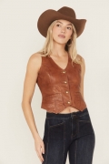 Promotion Idyllwind Women's Fitted Button-Down Leather Vest | Caramel