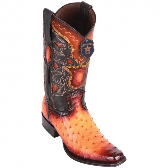 New Arrivals Los Altos Men's Buttercup Ostrich Boots - European Toe | Faded Buttercup