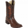 New Arrivals Los Altos Men's Brown Caiman Cowboy Boots Square Toe | Brown