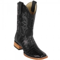 New Arrivals Los Altos Men's Black Square Toe Caiman Tail Boots | Black