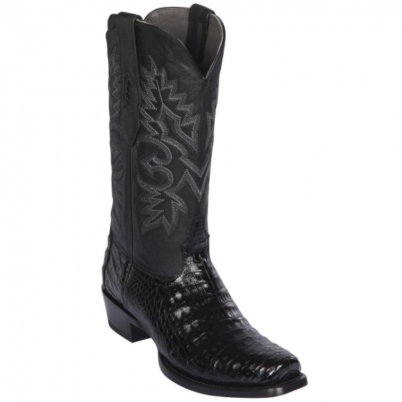 New Arrivals Los Altos Men's Black Caiman Belly 7-Toe Mens Western Boot | Black