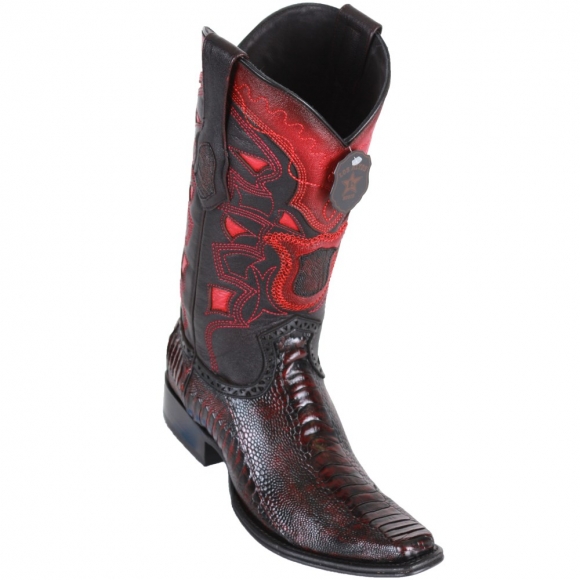 New Arrivals Los Altos Men's Ostrich Leg Black Cherry European Western Boots | Black Cherry