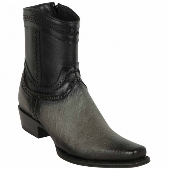 New Arrivals Los Altos Men's Grey Smooth Ostrich Short Cowboy Boots | Grey