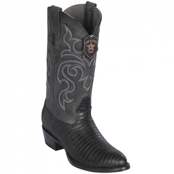 New Arrivals Los Altos Men's Black Lizard Boots R-Toe | Black