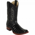 New Arrivals Los Altos Men's Black Square Toe Caiman Boots | Black
