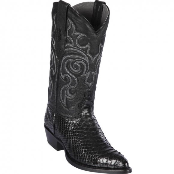 New Arrivals Los Altos Men's Black Python J-Toe Western Boots | Black