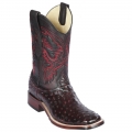New Arrivals Los Altos Men's Black Cherry Ostrich Square Toe Western Boots | Black Cherry