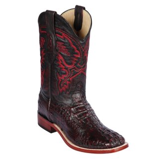 New Arrivals Los Altos Men's Caiman Horn-Back Square Toe Cowboy Boots | Black Cherry