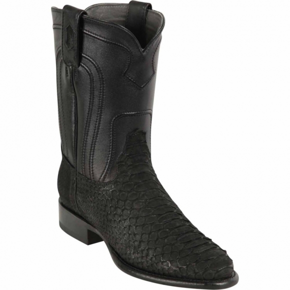 New Arrivals Los Altos Men's Black Snakeskin Roper Boots | Black