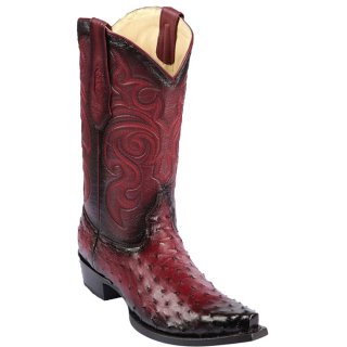 New Arrivals Los Altos Men's Western Ostrich Leather Boots | Burgundy