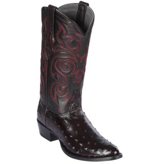 New Arrivals Los Altos Men's Black Cherry Ostrich R-Toe Western Boots | Black Cherry