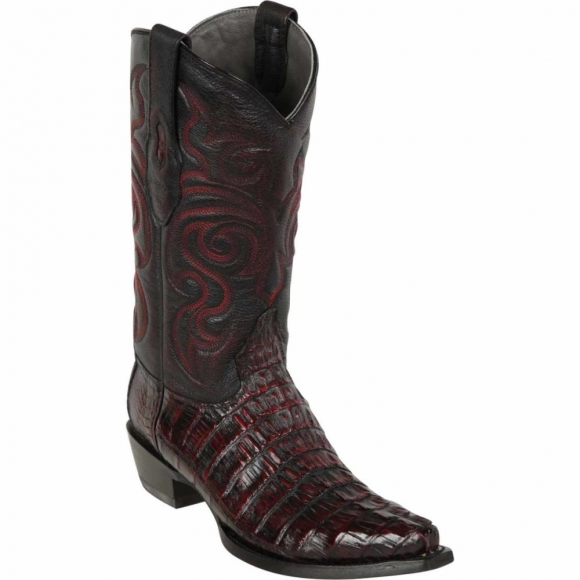 New Arrivals Los Altos Men's Caiman Tail Snip Toe Western Boots | Black Cherry