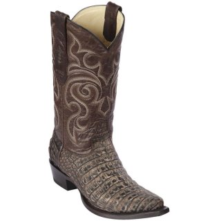 New Arrivals Los Altos Men's Sanded Brown Caiman Belly Snip Toe Boots | Brown Sanded