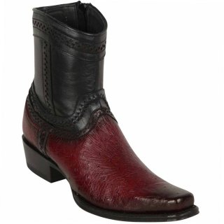 New Arrivals Los Altos Men's Burgundy Smooth Ostrich Short Cowboy Boots | Burgundy