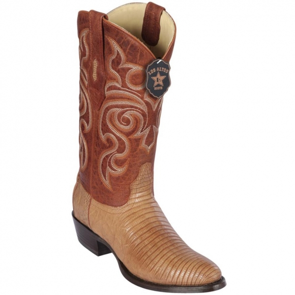 New Arrivals Los Altos Men's Mens Lizard Boots Round Toe | Cognac