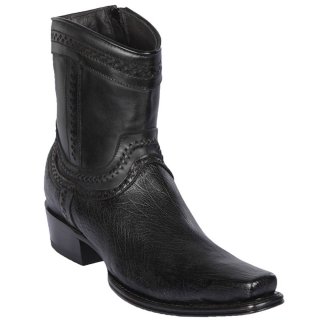 New Arrivals Los Altos Men's Smooth Ostrich Black Short Cowboy Boots | Black