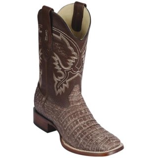 New Arrivals Los Altos Men's Caiman Belly Square Toe Cowboy Boots Sahara Brown | Brown