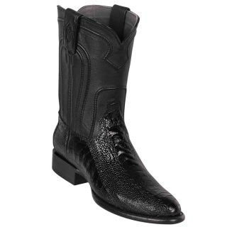 New Arrivals Los Altos Men's Black Roper Ostrich Leg Western Boots | Black