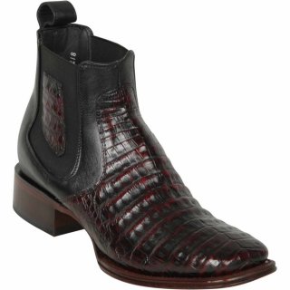 New Arrivals Los Altos Men's Short Square Toe Caiman Boots Black Cherry | Black Cherry
