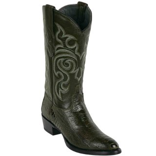 New Arrivals Los Altos Men's Ostrich Leg Olive Green Cowboy Boots R-Toe | Olive Green