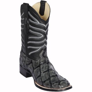 New Arrivals Los Altos Men's Pirarucu Fish Grey Square Toe Boots | Grey Glossy