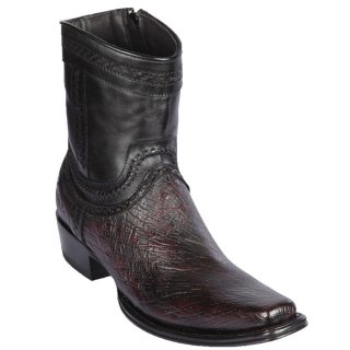 New Arrivals Los Altos Men's Smooth Ostrich Short Cowboy Boots Black Cherry | Black Cherry