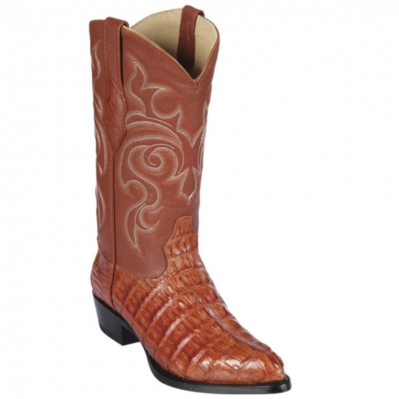 New Arrivals Los Altos Men's Cognac Caiman Tail Western Boots | Cognac