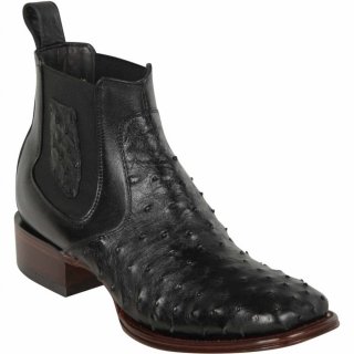 New Arrivals Los Altos Men's Mens Short Black Ostrich Boots | Black