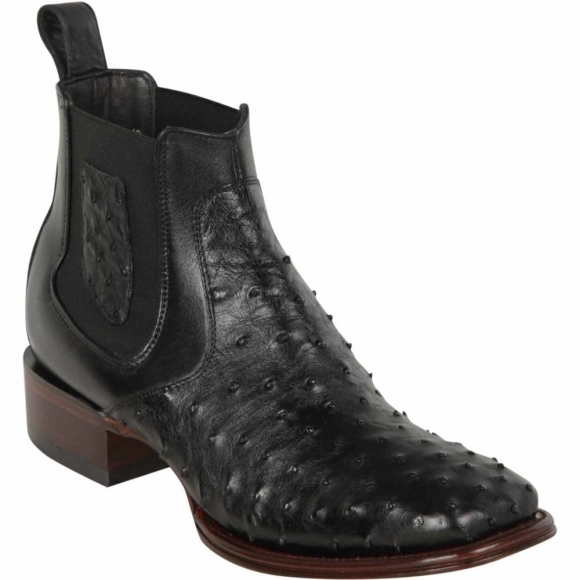 New Arrivals Los Altos Men's Mens Short Black Ostrich Boots | Black