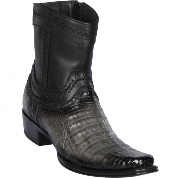 New Arrivals Los Altos Men's Short Ankle Grey Caiman Boots - European Toe | Gray