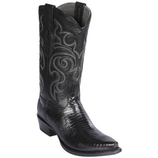 New Arrivals Los Altos Men's Black Lizard Cowboy Boots Snip Toe | Black