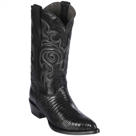 New Arrivals Los Altos Men's Black Lizard Cowboy Boots J-Toe | Black