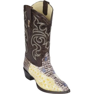 New Arrivals Los Altos Men's Natural Caiman Hornback J-Toe Cowboy Boots | Natural