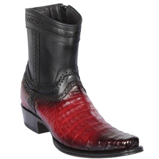 New Arrivals Los Altos Men's Caiman Belly Short Cowboy Boots Burgundy | Burgundy