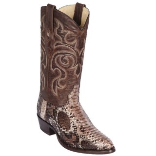 New Arrivals Los Altos Men's Brown Snakeskin Boots R-Toe | Rustic Brown
