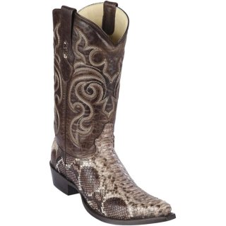 New Arrivals Los Altos Men's Brown Python Snip Toe Boots | Brown Rustic