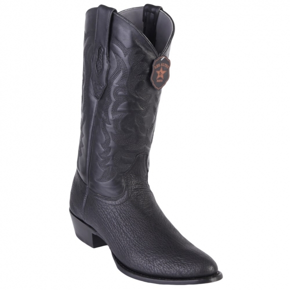 New Arrivals Los Altos Men's Sharkskin Round Toe Cowboy Boots | Black